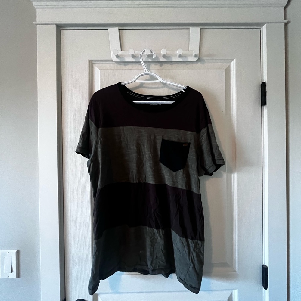 Men's green and brown Striped Shirt